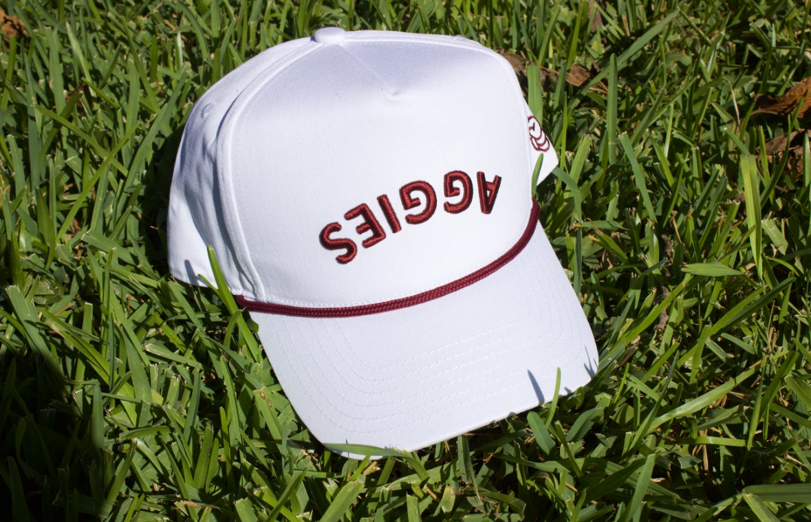 Upside Down Aggies (Maroon on White)